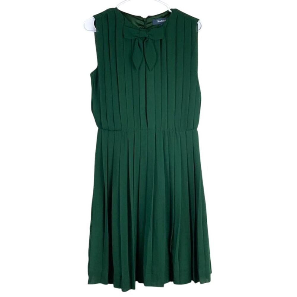 ModCloth Pleat-est Things Green Sleeveless Fit & Flare Mini-Dress